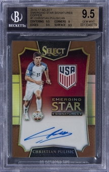 2016-17 Panini Select "Emerging Star Signatures" Copper #ES-CP Christian Pulisic Signed Rookie Card (#09/49) - BGS GEM MINT 9.5/BGS 9